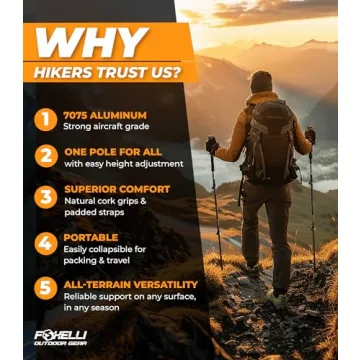 Foxelli Trekking Poles - Lightweight Hiking Support System