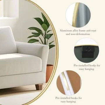 DUMOS Gold Circle Mirror for Elegant Home Decor