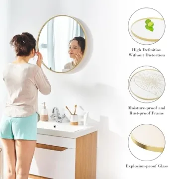 DUMOS Gold Circle Mirror for Elegant Home Decor