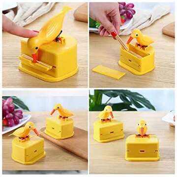 Bird Toothpick Dispenser，Telescopic Automatic toothpick dispenser，Cute Toothpick holder decoration the kitchen, home,party, fun gifts for children parents