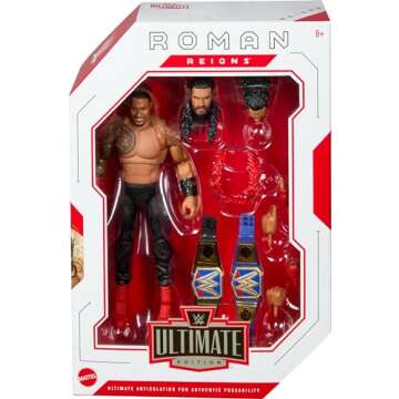 Mattel WWE Ultimate Edition Action Figure & Accessories Set, Roman Reigns 6-inch Collectible with 30...