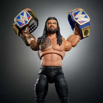 Mattel WWE Ultimate Edition Action Figure & Accessories Set, Roman Reigns 6-inch Collectible with 30 Articulation Points, Swappable Pieces & Entrance Gear