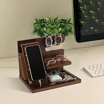 Personalized Wood Docking Station for Organizing Essentials