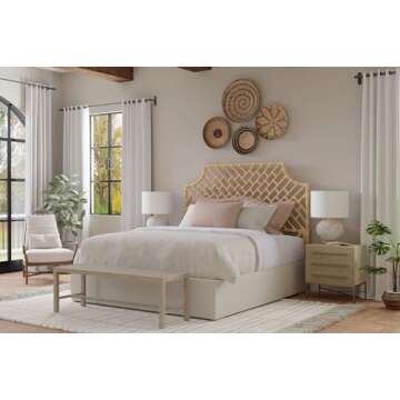 Kouboo Rattan Chippendal Headboard - Queen Size | Bohemian Decor