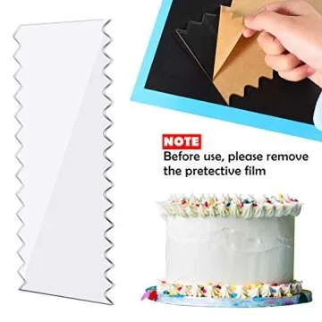 3 Pieces Cake Scraper Set, Clear Acrylic Cake Smoother Scraper, Smoother for Icing Good for Butter C...