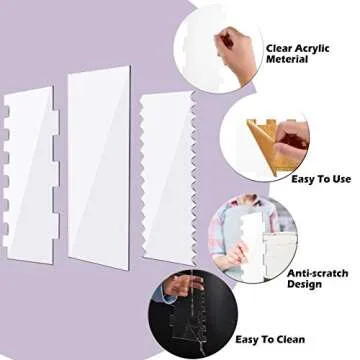3-Piece Acrylic Cake Scraper Set for Easy Cake Decoration