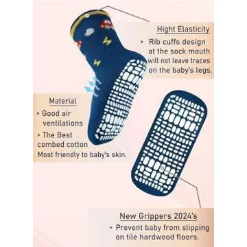 RATIVE Anti-Slip Cotton Socks for Toddlers - 6-Pairs
