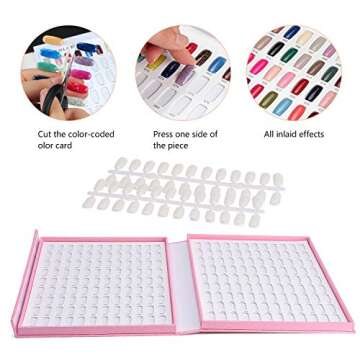Noverlife 216 Nail Colors Chart Display, Nail Gel Polish Display Book with 216 False Nail Tips, Professional Salon Nail Color Swatches Nail Practice Card Board