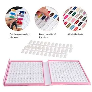 Noverlife 216 Nail Colors Chart Display, Nail Gel Polish Display Book with 216 False Nail Tips, Professional Salon Nail Color Swatches Nail Practice Card Board