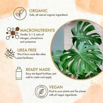 Monstera Plant Food - Organic Liquid Fertilizer for Indoor and Outdoor Monstera Plants - Nutrients for Healthy Tropical Leaves and Steady Growth (8 oz)