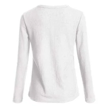 Famulily Women's Waffle Knit Long Sleeve Shirt for Casual Style