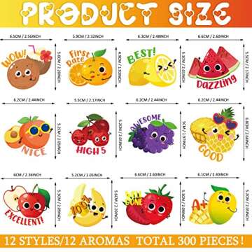 300 Pcs Scratch and Sniff Sticker for Kids Smelly Scented Motivational Stickers Reward Stickers Teac...