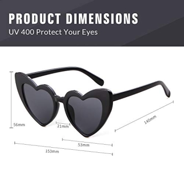 Chic Heart Sunglasses Retro Cat Eye Oversized UV400 Protection