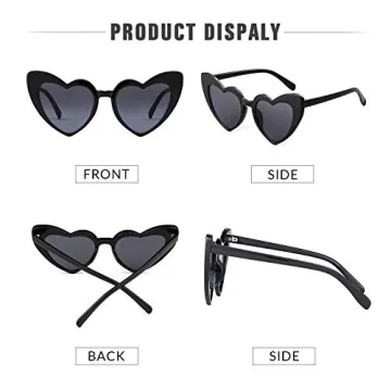 Chic Heart Sunglasses Retro Cat Eye Oversized UV400 Protection