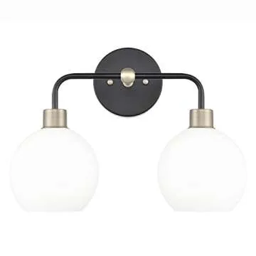 Linea di Liara Lukasa Modern Bathroom Vanity Lights Fixtures 2-Lights Over Mirror Lighting Matte Black with Brushed Nickel Vanity Lights for Bathroom Light Fixtures Frosted Glass Covers, UL Listed