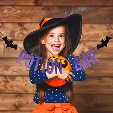 Purple Glittery Potion Bar Banner for Halloween Parties
