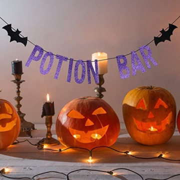 Purple Glittery Potion Bar Banner for Halloween Parties