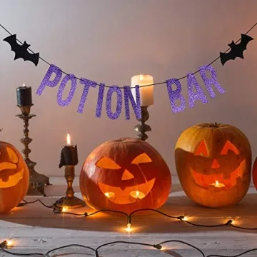 Purple Glittery Potion Bar Banner for Halloween Parties