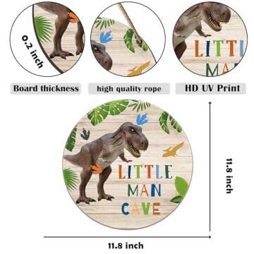 Little Man Cave - Dinosaur Quote Wood Hanging Wall Art Decor for boys-bedroom Kid's playroom living ...