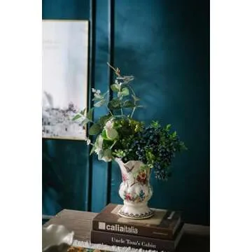 Magcolor Unique Hand-Painted Colorful Butterfly and Flowers Ice Cracked Ceramic Vase, Modern Dried F...