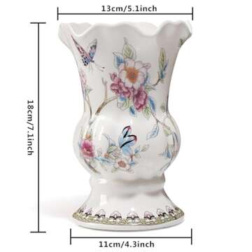 Magcolor Unique Hand-Painted Colorful Butterfly and Flowers ice Cracked Ceramic Vase, Modern Dried Flower Vases, Home Decor for Centerpieces Wedding Dinner Table Party Living Room Office Bedroom.