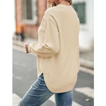 MEROKEETY Women's 2025 Fall Long Balloon Sleeve Crew Neck Sweater Tops Waffle Knit Soft Pullover Jumper, Beige, S