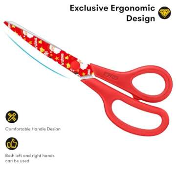 iBayam All Purpose Scissors for Construction Scrapbook Kraft Craft Paper, Gifts Wrapping Packing Paper Cutter Tool, 3 Pack Ultra Sharp 8" Thick Blade Comfort-Grip Scissors for Moving Package Supplies