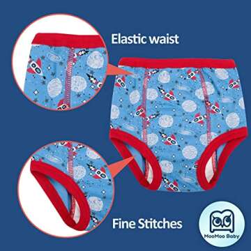 MooMoo Baby 8 Packs Absorbent Potty Training Pants for Toddlers