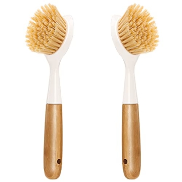 2 Pack Kitchen Dish Brush - Eco-Friendly Bamboo Scrubbers