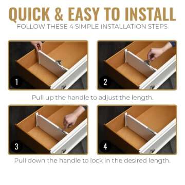 RAPTUROUS Adjustable Drawer Dividers, 6" Tall, Expandable 13-22", 3-Pack, Non-Slip for Deep Drawers in Kitchen, Bedroom, Office, and Nursery (White)