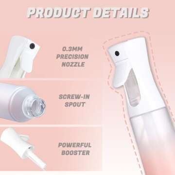 Hounahha Continuous Spray Bottle for Hair - Ultra Fine Mist Mister for Salon, Hair & Plant Care, Cle...