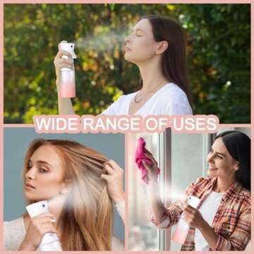 Hounahha Continuous Spray Bottle for Hair - Ultra Fine Mist Mister for Salon, Hair & Plant Care, Cleaning, Gardening - 6.87 Oz/ 200 Ml Reusable Beauty Water Spray Bottle (Pink), 318200