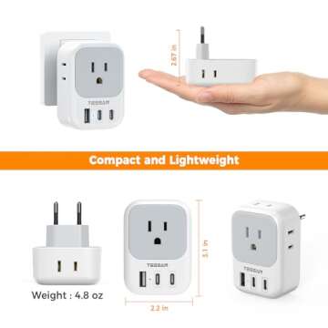 TESSAN European Travel Plug Adapter for 7 Devices