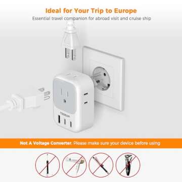 TESSAN European Travel Plug Adapter for 7 Devices
