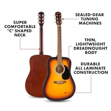 Fender FA-25 Acoustic Guitar - Beginner Friendly & Durable