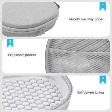ProCase Hard Case for AirPods Max, Travel Carrying Headphone Case with Silicone Earpad Cover & Mesh Pocket, AirPods Max Protective Portable Storage Bag -Grey