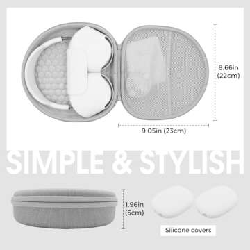 ProCase Hard Case for AirPods Max, Travel Carrying Headphone Case with Silicone Earpad Cover & Mesh Pocket, AirPods Max Protective Portable Storage Bag -Grey