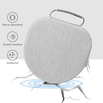 ProCase Hard Case for AirPods Max, Travel Carrying Headphone Case with Silicone Earpad Cover & Mesh Pocket, AirPods Max Protective Portable Storage Bag -Grey