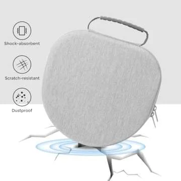 ProCase Hard Case for AirPods Max, Travel Carrying Headphone Case with Silicone Earpad Cover & Mesh Pocket, AirPods Max Protective Portable Storage Bag -Grey