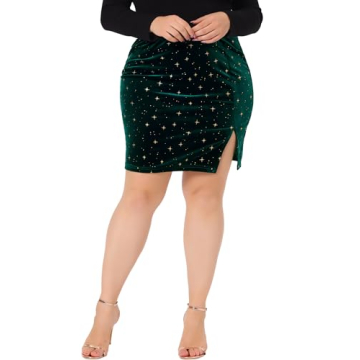 Agnes Orinda Plus Size Mini Skirt - Velvet Bodycon Party Skirt with Unique Design
