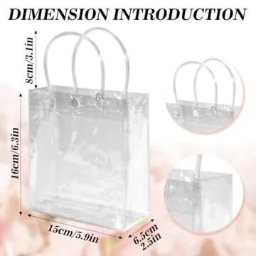 MAQIHAN Clear PVC Gift Bags with Handles - 10 PCS of Transparent Party Favor Bags