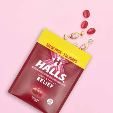 Halls Relief Cherry Cough Drops, Value Pack, 140 Drops
