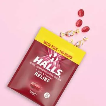 Halls Relief Cherry Cough Drops, Value Pack, 140 Drops