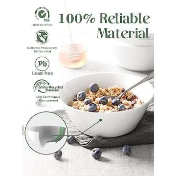 DOWAN 32 OZ Large Soup Bowls Set of 4 - White Ceramic Bowls for Ramen, Cereal, Pasta, Salad, Fruit -...