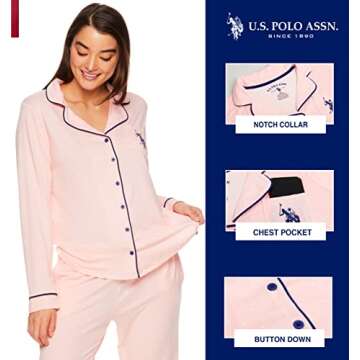 U.S. Polo Assn. Women’s Elegant Pajama Set - Light Pink