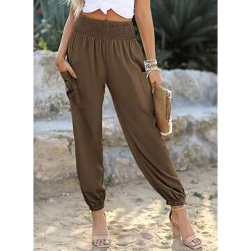 Dokotoo Women's Spring Boho Pants Long Rosa High Waisted Elephant Dressy Trousers Petite 2025 Palazz...