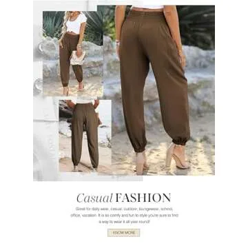 Dokotoo Women's Spring Boho Pants Long Rosa High Waisted Elephant Dressy Trousers Petite 2025 Palazzo Parachute Spring with Pockets Plus Size,Desert Palm Medium