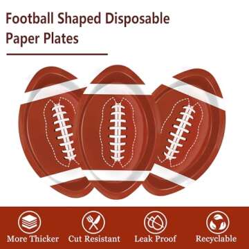 QIYANPAX 100 Pieces Football Plates Football Shaped Disposable Paper Plates Football Party Supplies for Football Party Decorations Gameday Tailgate Party Decorations