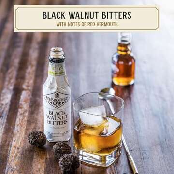 Fee Brothers Black Walnut Cocktail Bitters - Aromatic Cocktail Mixer & Concentrated Flavoring, Glute...