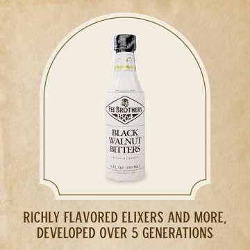 Fee Brothers Black Walnut Cocktail Bitters - Aromatic Cocktail Mixer & Concentrated Flavoring, Gluten Free, Vegan-Friendly, 5 fl oz
